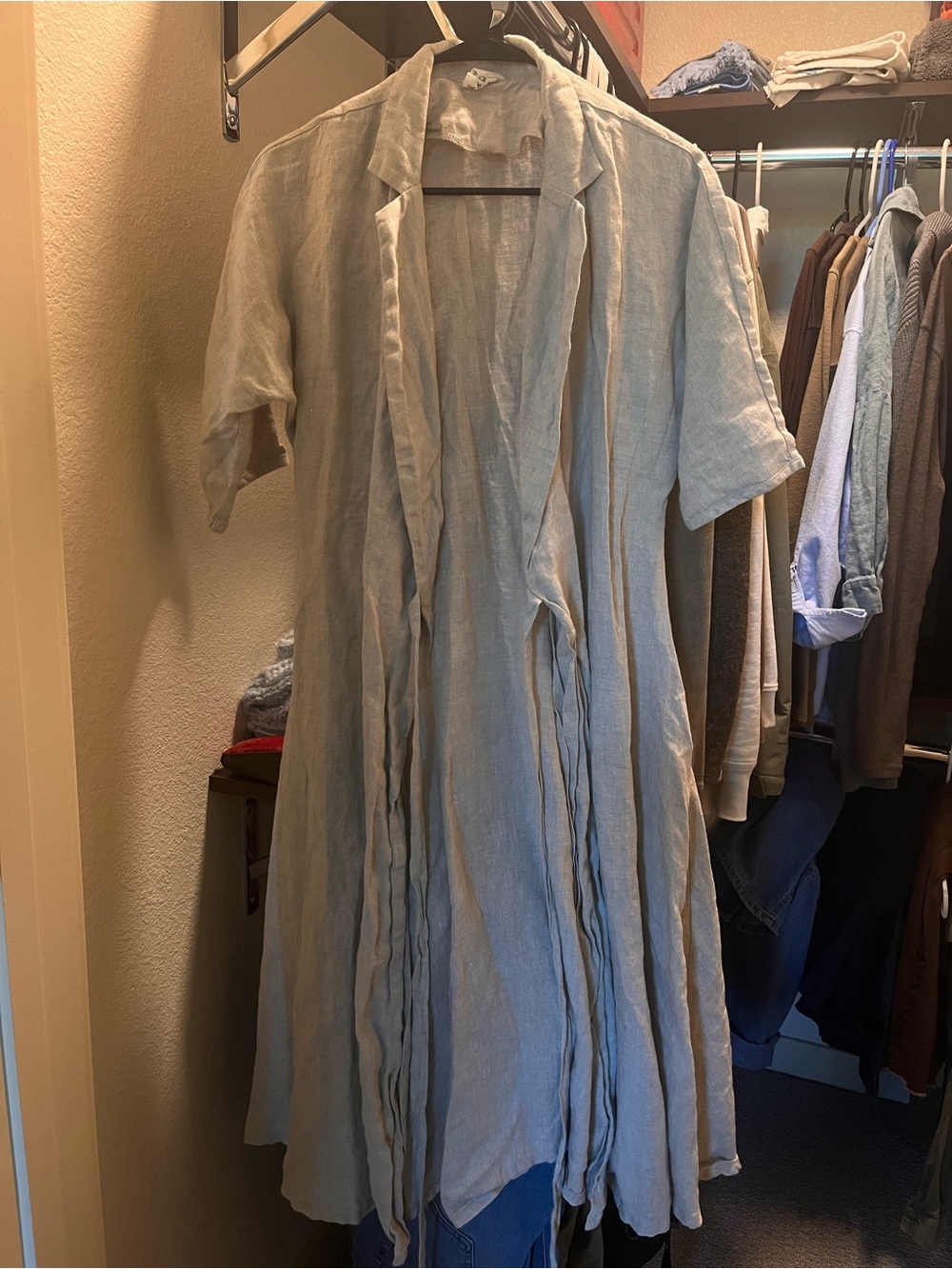 Lightweight Linen Handmade Studio Beige Athena Dress, M.